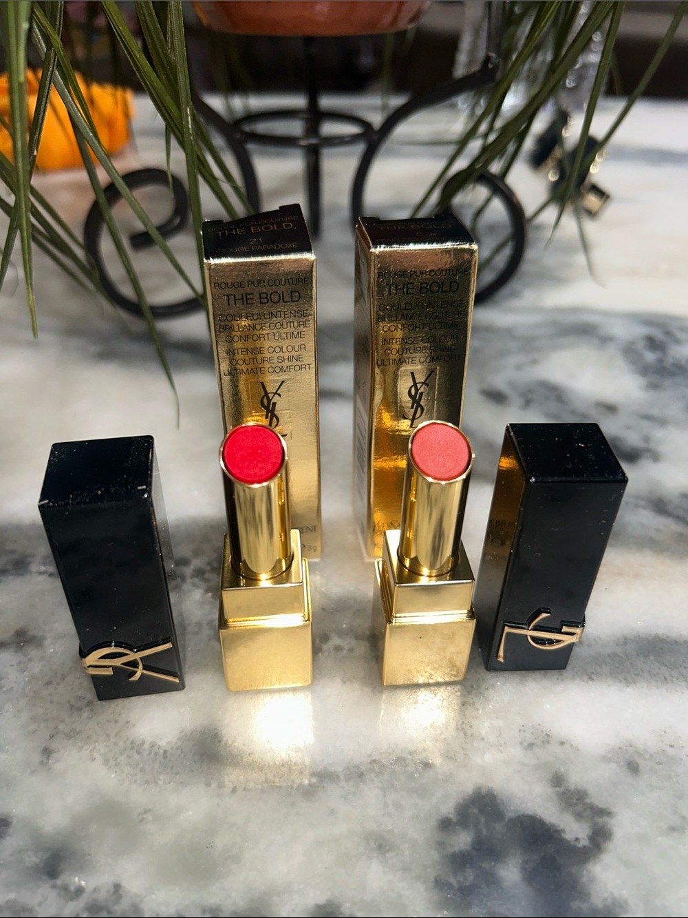 Yves Saint Laurent Bold Lipstick Duo  8 Fearless Carnelian & Rouge Paradoxe